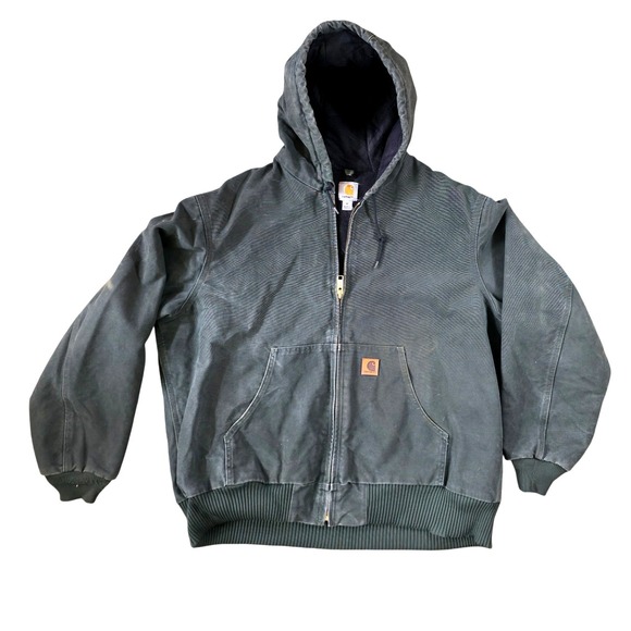 Carhartt Other - Carhartt J130 MOS Moss green quilted Duck Hooded Active Jacket Coat Size XL